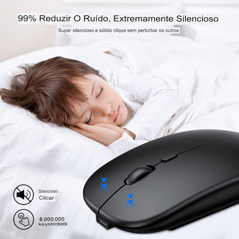 Mouse  Silencioso Bluetooth Bateria Dupla