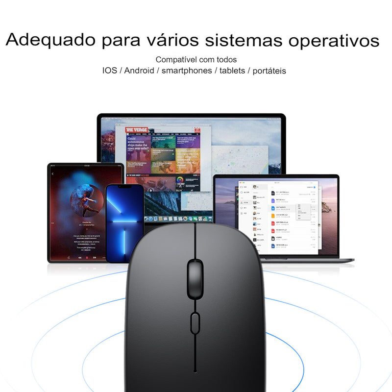 Mouse  Silencioso Bluetooth Bateria Dupla