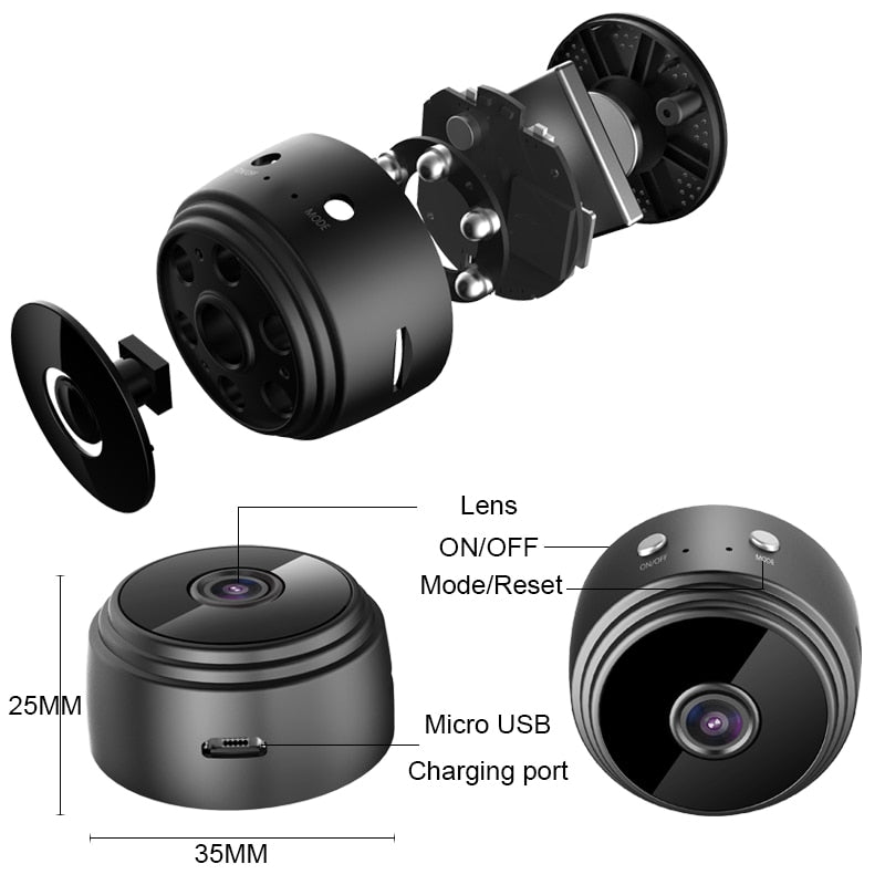 Mini camera A9 WiFi HD magnetica com gravador de voz