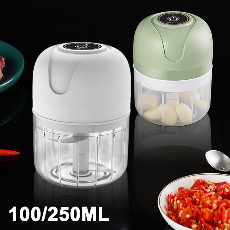 Mini Processador Elétrico de Alimentos  com 3 lâminas de aço inox USB 250 ml Bivolt