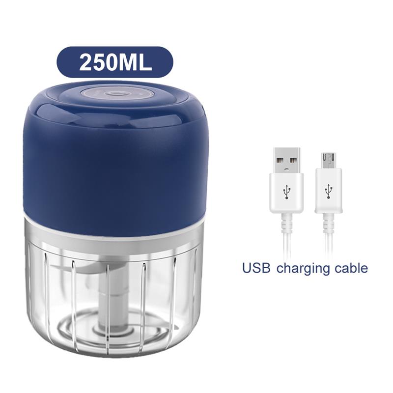 Mini Processador Elétrico de Alimentos  com 3 lâminas de aço inox USB 250 ml Bivolt