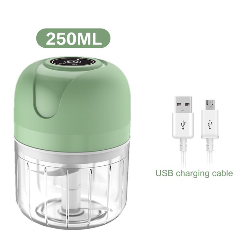 Mini Processador Elétrico de Alimentos  com 3 lâminas de aço inox USB 250 ml Bivolt